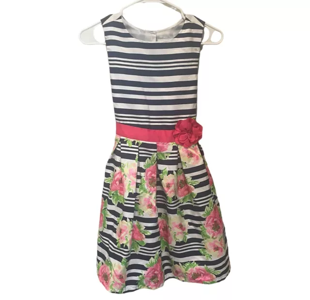 Jona Michelle Girls Size 10 Special Occasion Easter Dress White Flowers Black