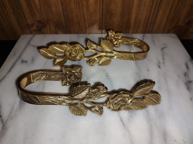 Handcrafted Solid Brass Rose Flower Drapery Curtain Tiebacks Holdbacks Pullbacks