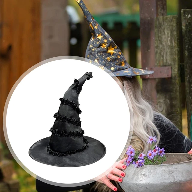 White Satin Ruched Witch Hat - Costume Accessory main image 1
