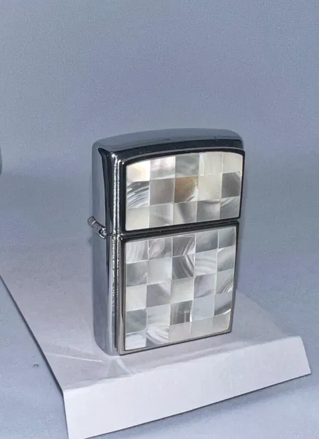2002 “Sea Weave” Authentic Mother of Pearl ZIPPO Iridescent White Shell Lighter