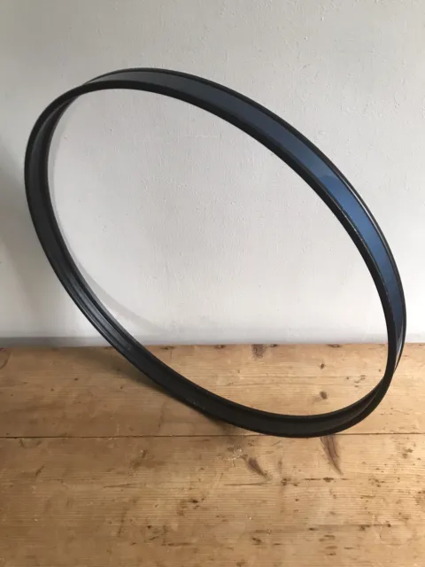 One x 22" Bass Drum Hoop Rim Blue Wrap on Black Metal Rim