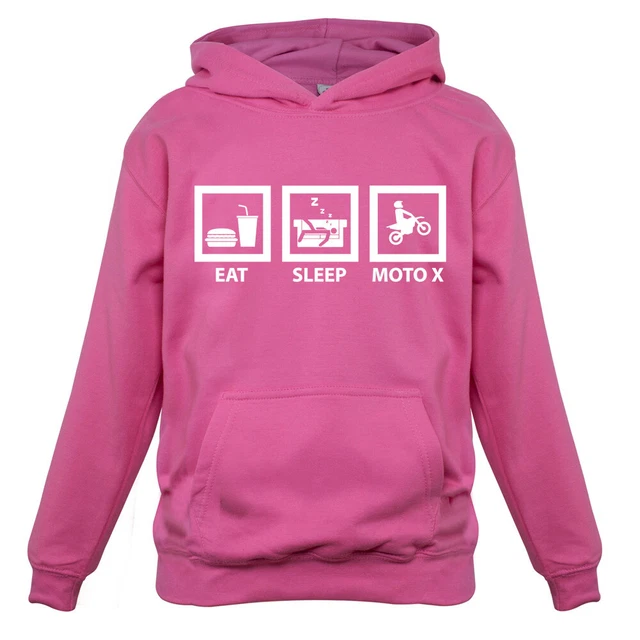 Eat Sleep Moto X - Kids Childrens Hoodie Motocross Dirt Bike Motorbike Bike