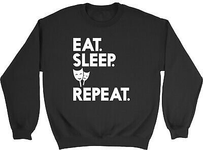 Eat Sleep Drama Repeat Kids Childrens Jumper Sweatshirt Boys Girls