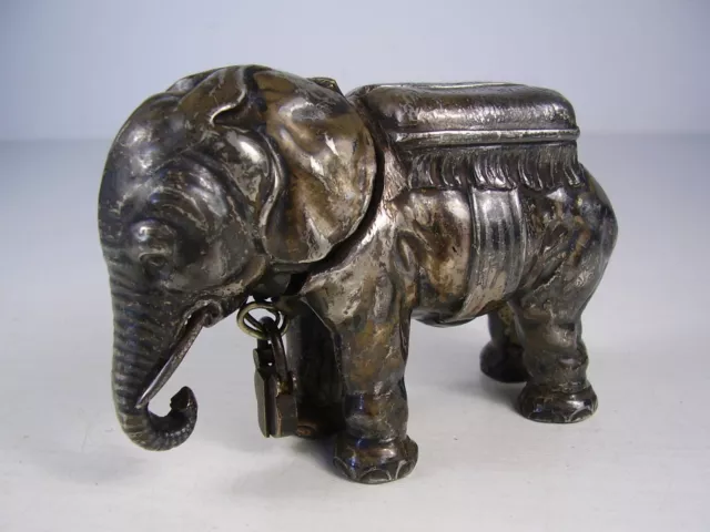 Antike Seltene Spardose Elefant Versilbert um 1900