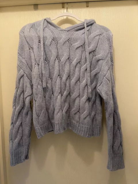 The Cashmere Project Hooded Cable Knit Sweater 100% Cashmere