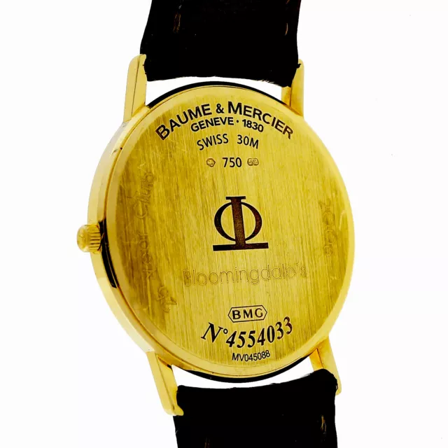 Baume & Mercier Ultra Thin 18k Gold Watch Quartz Custom Color Royal Blue Dial 3
