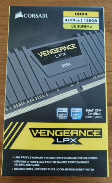 Corsair Vengeance LPX 128GB (4 X 32GB) DDR4-3200 Memory, New and Unopened!