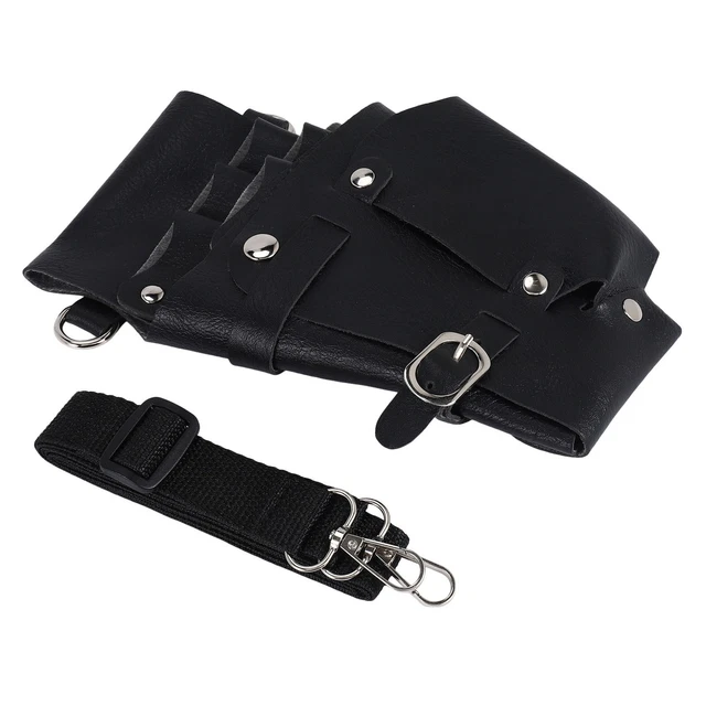 Trousse/holster Pour Outils De Coiffeur - Simili Cuir Noir, Bandoulière Ou Ceinture, 22 Cm, Neuve