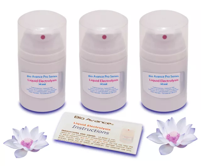 Paquete de 3, crema depilatoria permanente indolora líquida para depilación.