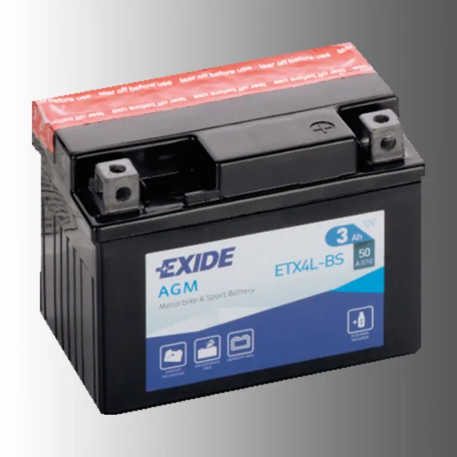 Exide ETX4L-BS/YTX4L-BS Motorradbatterie 12V 3,2Ah AGM VRLA wartungsfrei