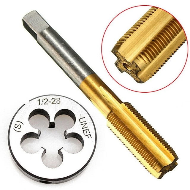 Fil Robinet Die + Lot Revêtu Outils Meulage Unef HSS Clé Main Équipement