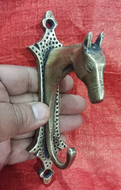 Old Horse Face Wall Fit Coat Hat Towel Hooks Solid Brass Antique Vintage style