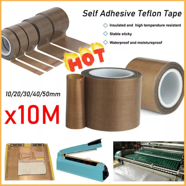 10m Self Adhesive Teflon Tape High Temperature Resistant PTFE Tape Vacuum Sealer