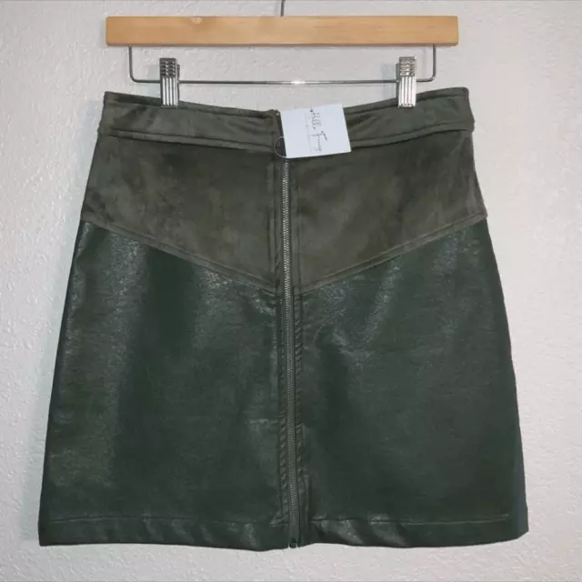 PROMESA GREEN FAUX leather suede mini skirt Size S $12.00 - PicClick