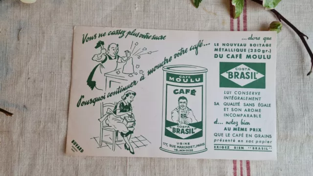 Ancien Buvard Publicitaire Cafes Costa Brasil