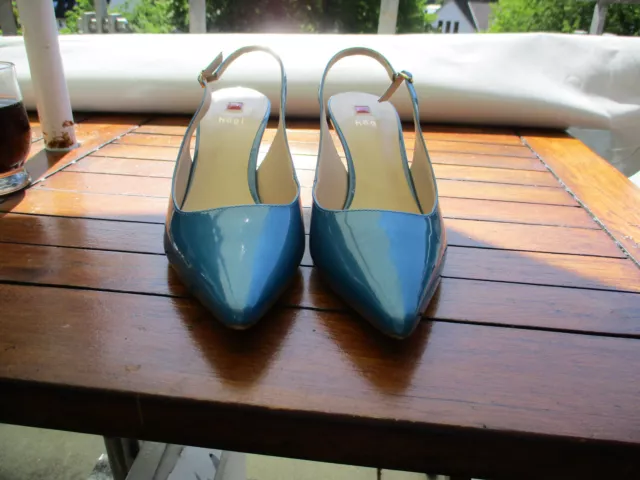 Högl Slingpumps, Gr. 40 / 7, Lackleder, blau, neu