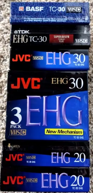 LOT 8 JVC TC30 TC20 VHS-C Compact Camcorder Video Tape Cassette EHG VHS TDK BASF