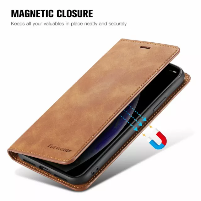 For Samsung S10 S23 S20 Retro Leather Wallet Flip Case Stand Phone Cover Luxury 3