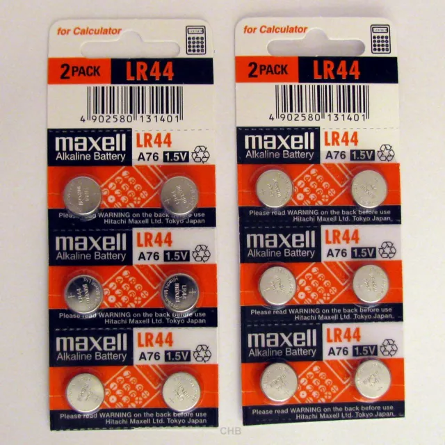 12 New Lr44 Maxell A76 L1154 Ag13 357 Sr44 303 Battery