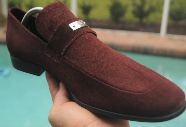 GUCCI Men's Amerna suede Burgundy color dress shoes loafers brand Sze 12 D GUCCI Men's Amerna suede Burgundy color dress shoes loafers brand Sze 12 D