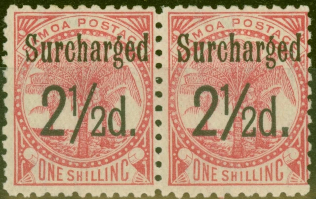 Samoa 1898 2 1/2d Auf 1s Matte Rose-Karmin SG86 Fein Leicht MTD Postfrisch Paar