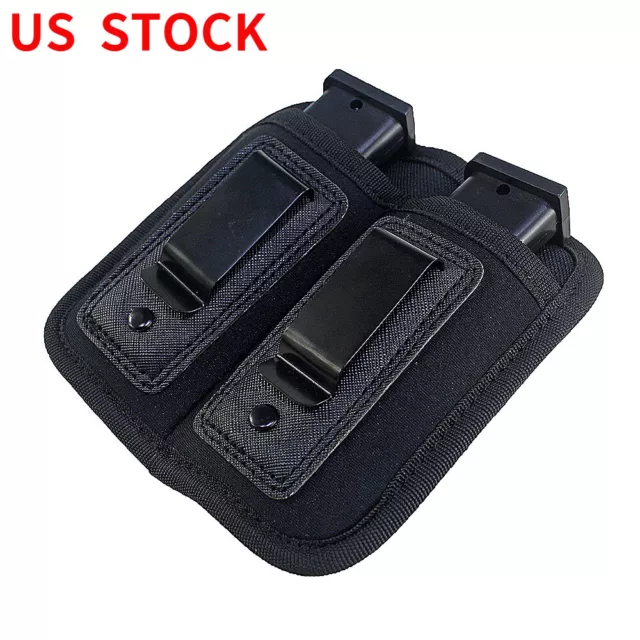 Concealed Carry Tactical Double Magazine Pouch Mag Holder IWB Belt Clip Holster