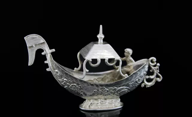 Antique 1896 Edwin Thomson Bryant London England Sterling Silver Figural Boat