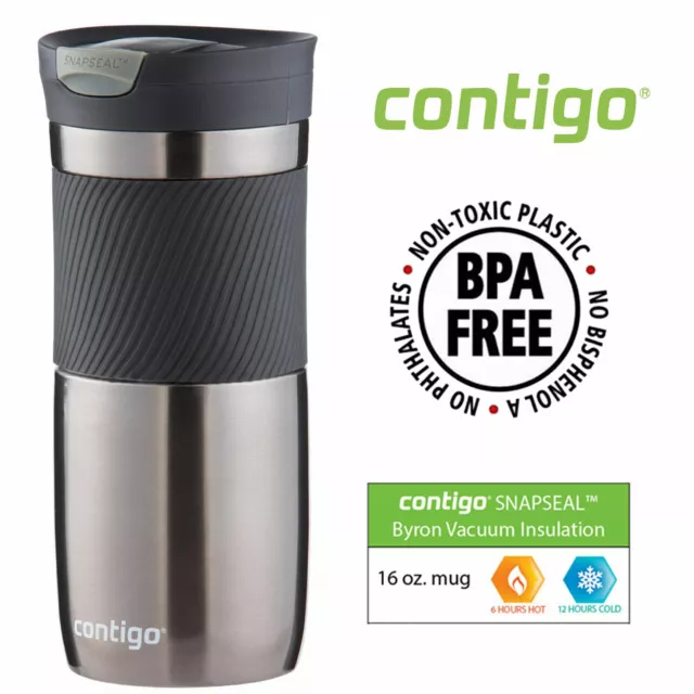 Contigo Travel Coffee Mug Stainless Steel Thermos Insulated 16 oz Gunmetal