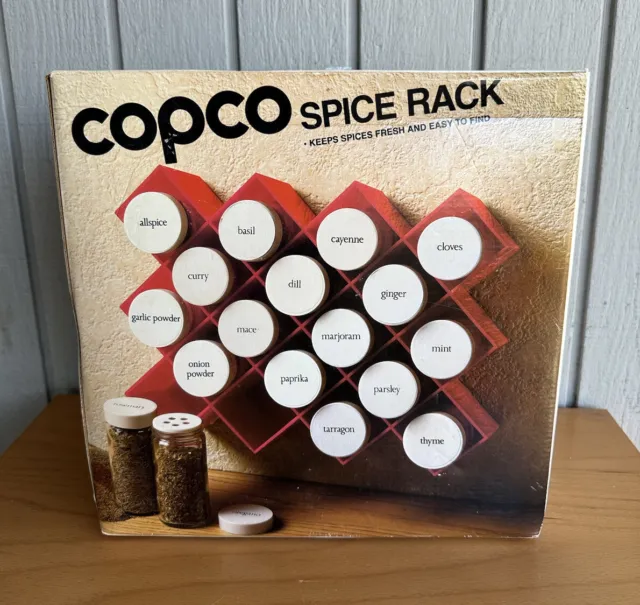 Vintage MCM Copco Lubge Red Acrylic Honeycomb Spice Rack Brand New In Box Mint
