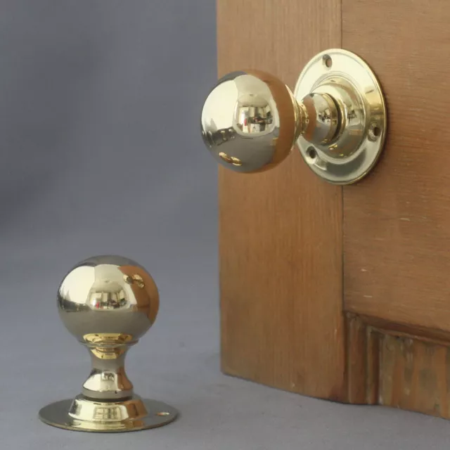 Edwardian Brass Ball Door Knobs
