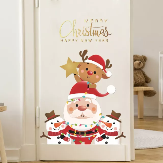 Elk Xmas Santa Claus Wall Stickers Window Decals Oranments Door Posters