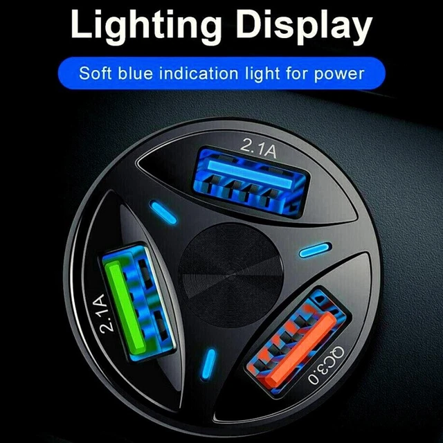 Caricabatterie Auto QC 3.0 Ricambio Stabile 3 Porte con Accessori Illuminazione