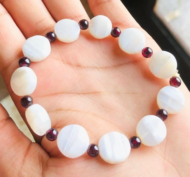 Blanc Agate Grenat Bracelet Cristal Guérison Mode Bijoux Cadeau Bien-être... 2