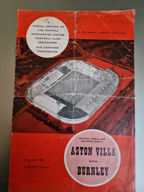 Aston Villa v Burnley league cup semi final replay 2 May 1961