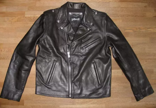 " SCHOTT Perfecto " Veste en Cuir / de Motard / Vêtements Moto Noire Env. Taille