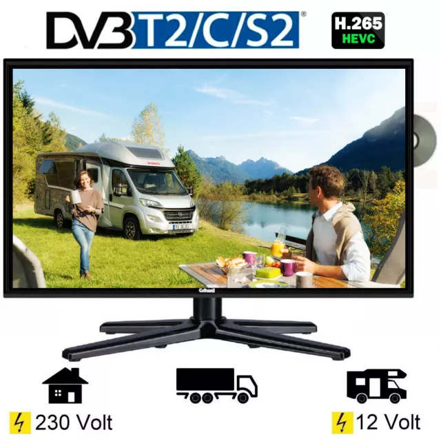 Gelhard GTV1982PVR LED TV 19 Zoll Fernseher DVD DVB-S/S2/T/T2/C 230/12/ 24 Volt