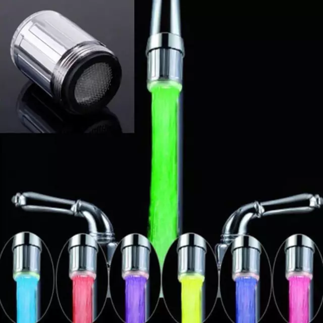 7Color Changing Temperature Sensor LED Light Glow Water Faucet Stream Tap ]{