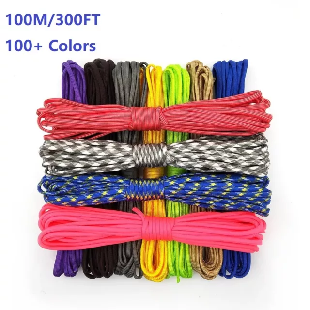 100M 4mm 550 Paracord 7 Strand Core Camping Tent Rope Parachute Cord Lanyard