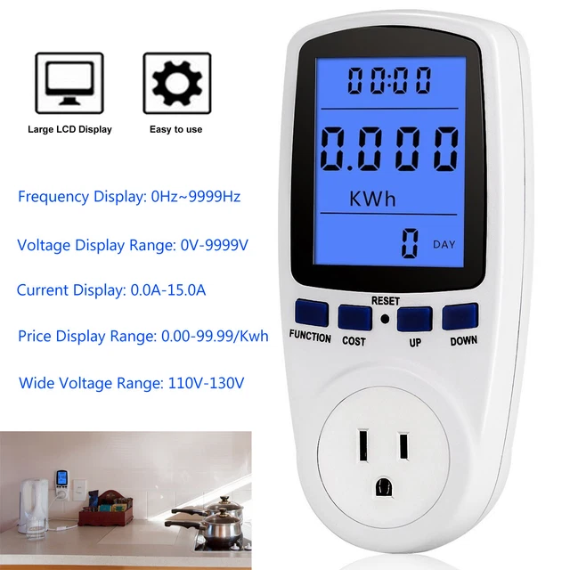 POWER ENERGY METER Voltage Amps Electricity Monitor Wall Socket Outlet