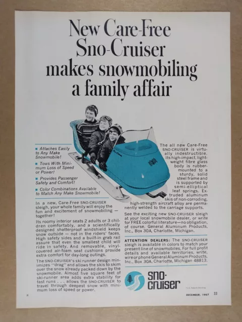 1968 Sno-Cruiser Snowmobile Tow Sled vintage print Ad
