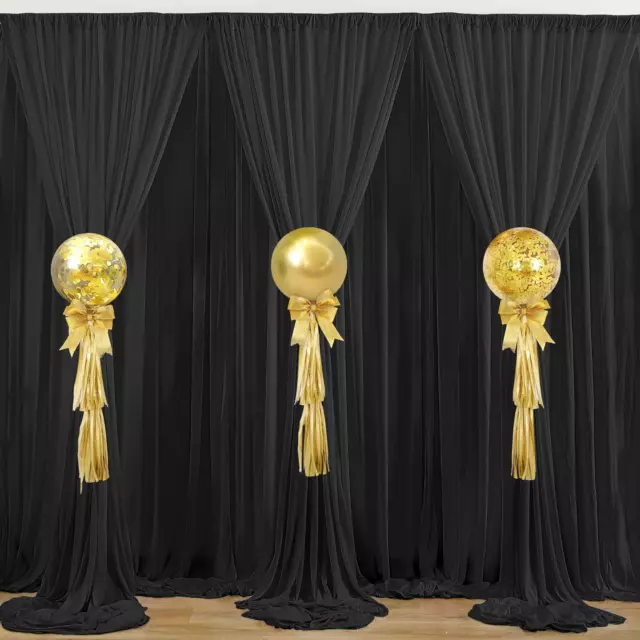 10 Ft X 20 Ft Wrinkle Free Black Backdrop Curtain Panels, Polyester Photography