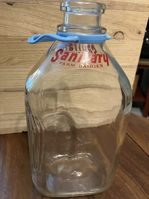 Vintage Sanitary Farm Dairies Half Gallon Glass Milk Jug