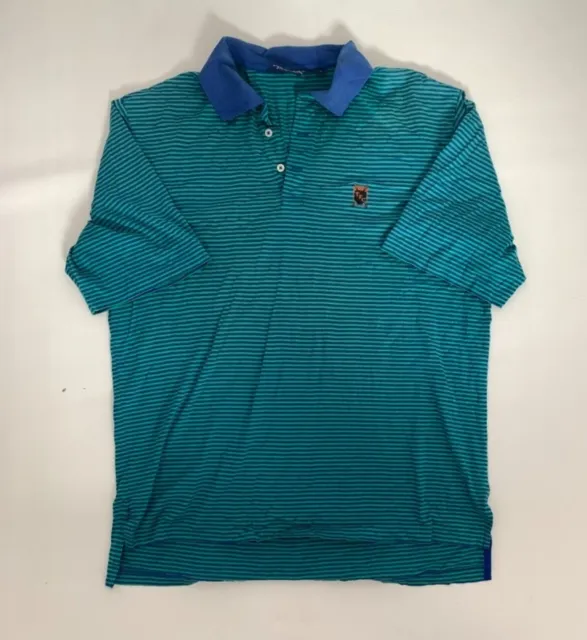 Men´s Ralph Lauren Polo Shirt Size L Large Short Sleeve Hockey Striped Green