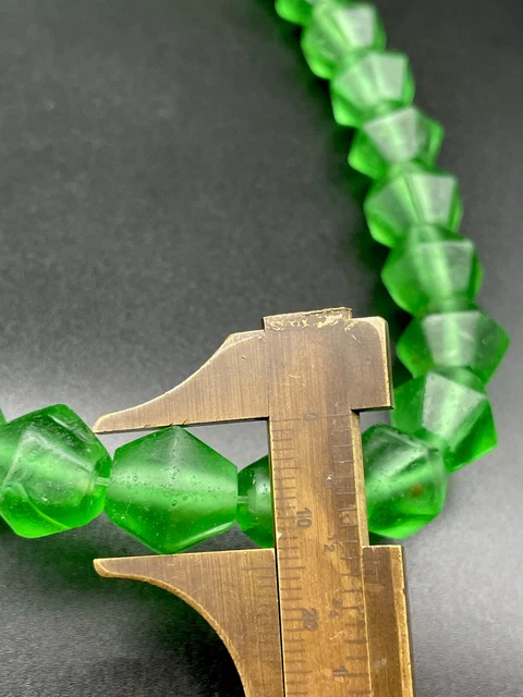 Old Beads Ancient Green Cobalt Glass Beads Jewelry Necklace 6