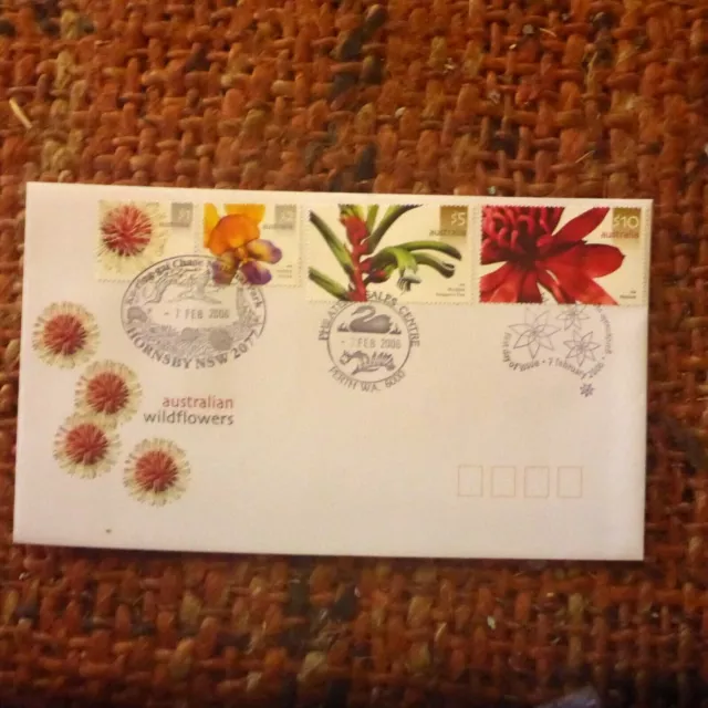 2006 Australian Wildflowers Fdc  4 Stamps  3 Different Postmarks