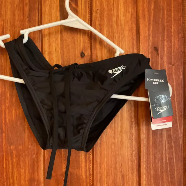 NWT Speedo Men's Powerflex Eco Black Adult Men Solar Brief Swimwear Size 30