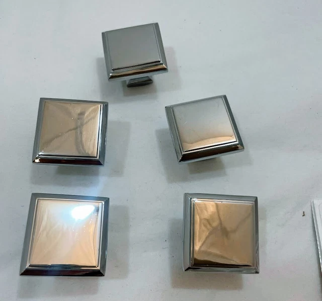 5-PACK Amerock BP3675826 Polished Chrome Appoint 1-1/4 Inch Square Cabinet Knob