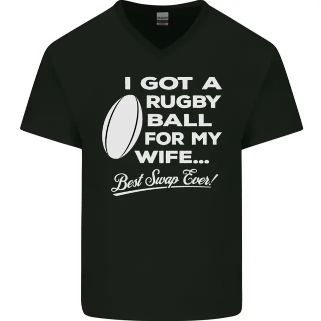 A Rugby Ball for My Wife Player Union Funny Mens V-Neck Cotton T-Shirt
