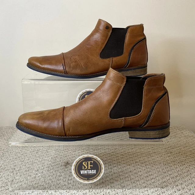 DUNE LEATHER CHELSEA Boots Mens UK 9 EU 43 Tan Brown Slip On Ankle