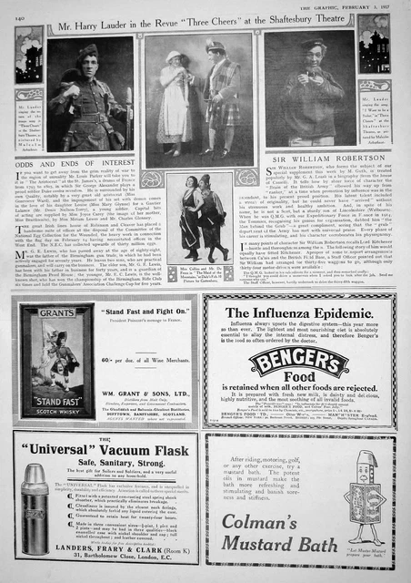 Original Old Vintage Print 1917 Harry Lauder Cheers Theatre Robertson Collins